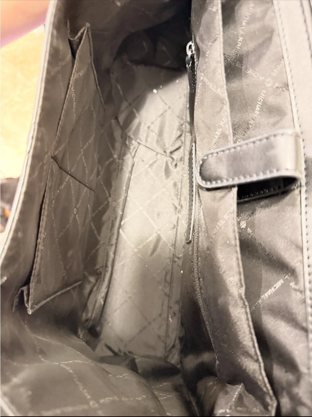 Michael Kors Black Leather Laptop Bag with MK Logo Hardware